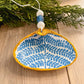Blue Floral Christmas Ornament, Christmas Gift, Decoupage Clam Shell, Beach Ornament, Coastal Ornament, Gilded Shell, Party Favor