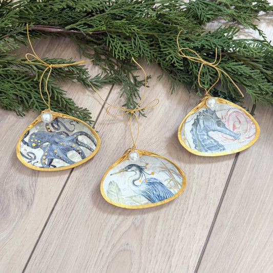 Seaside Clam Shell Christmas Ornament