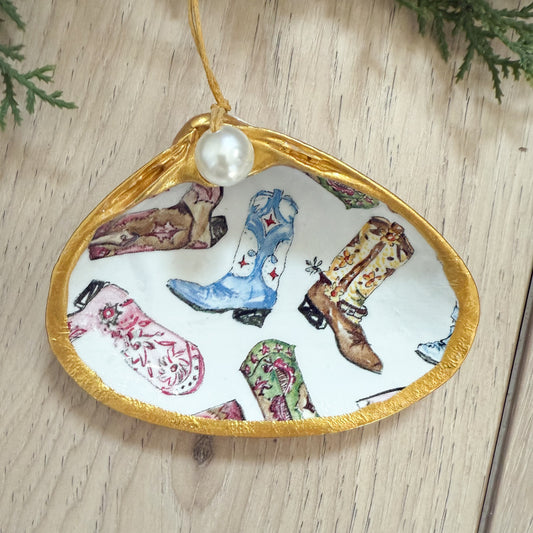 Cow Girl Clam Shell Christmas Ornament