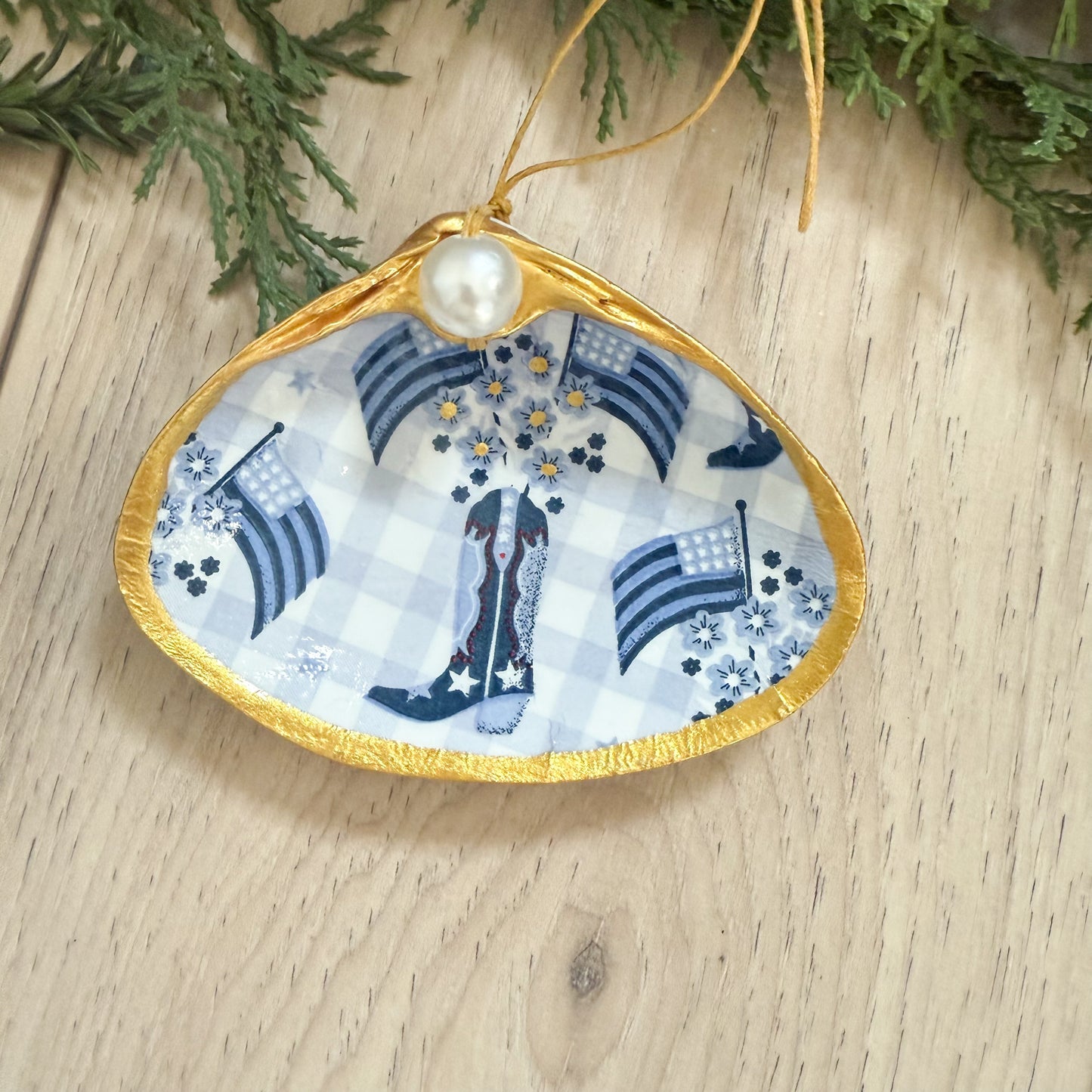 Cow Girl Clam Shell Christmas Ornament
