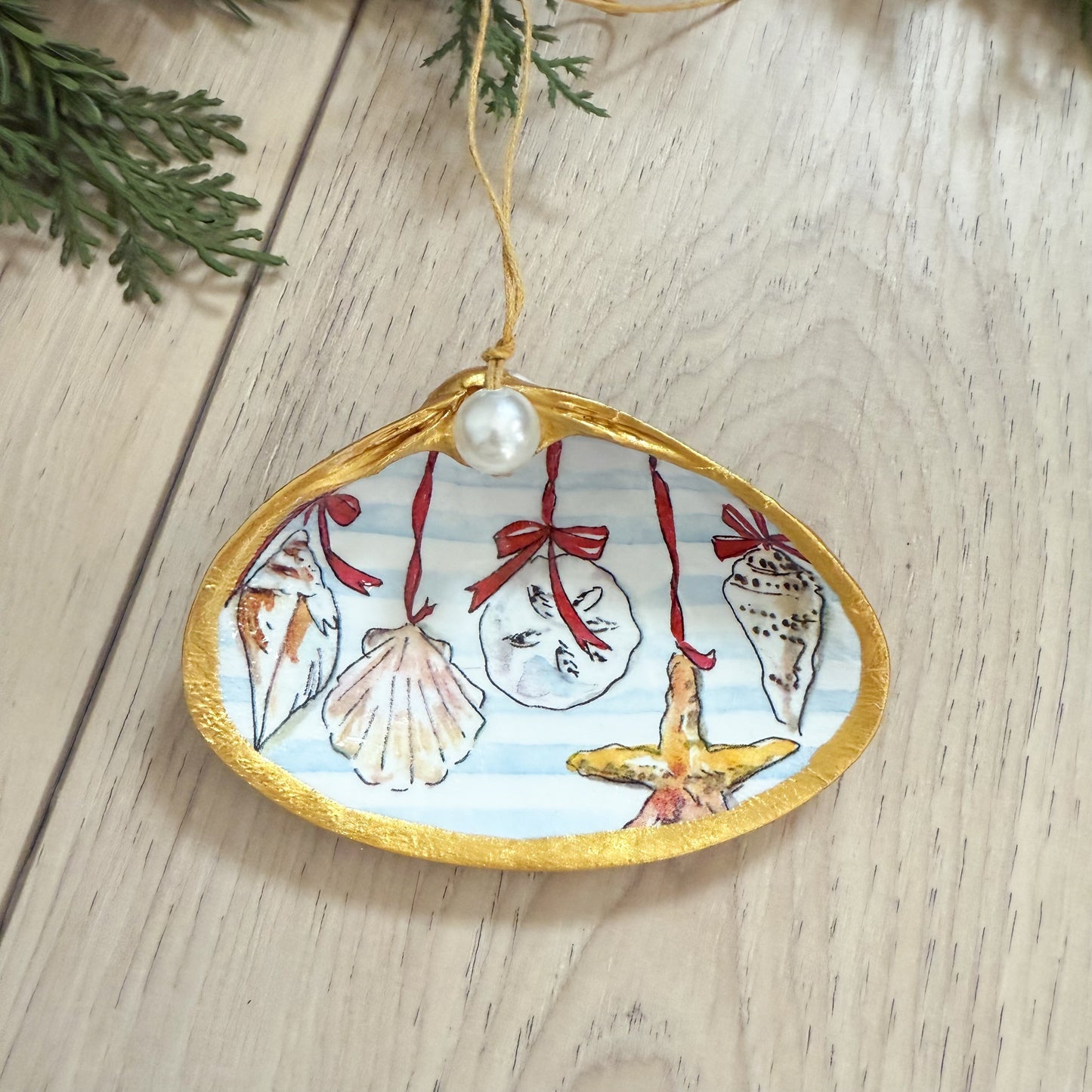 Seashell Clam Shell Christmas Ornament