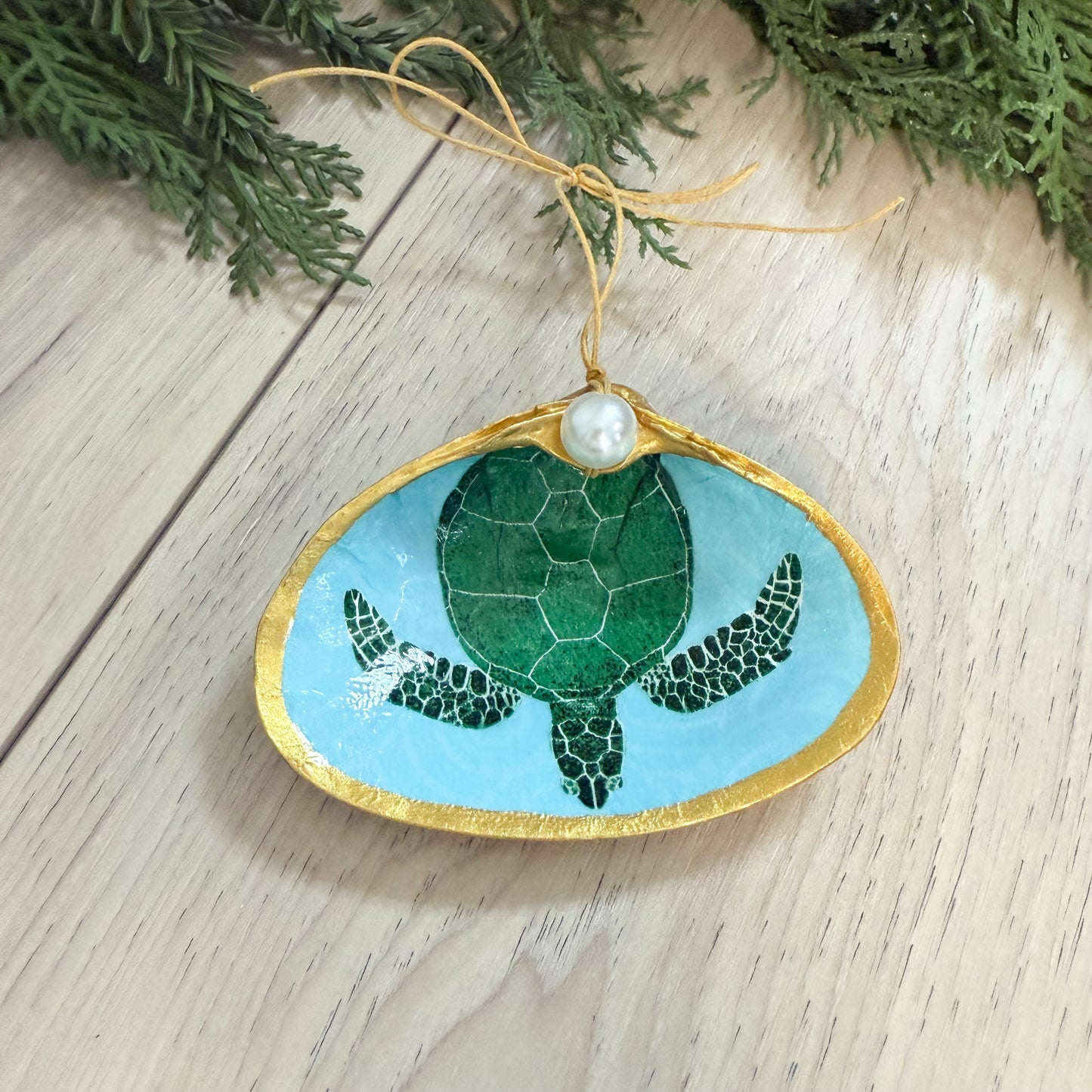 Turtles Clam Shell Christmas Ornament