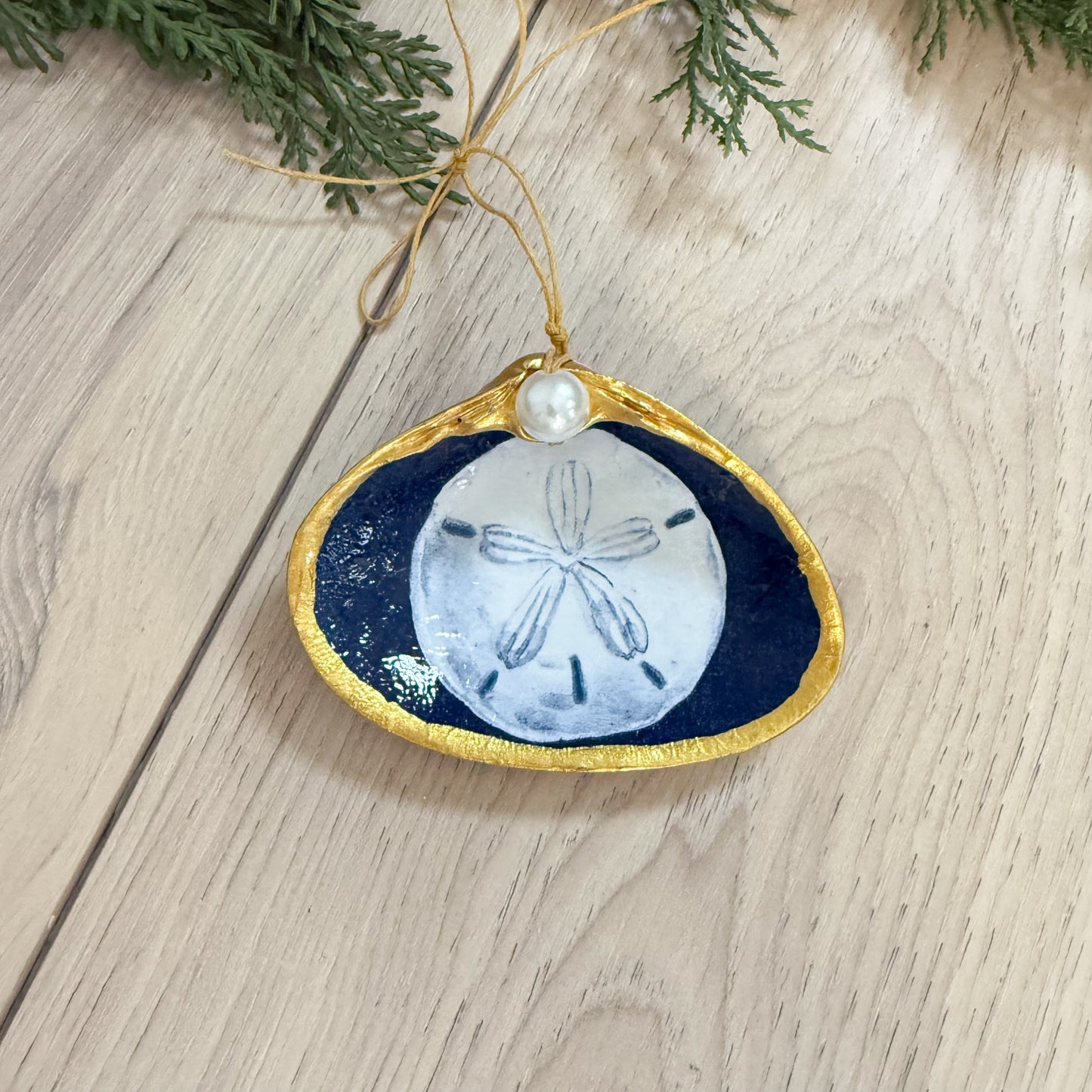 Blue Shells Clam Shell Christmas Ornament
