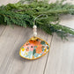 Blue Floral Christmas Ornament, Christmas Gift, Decoupage Clam Shell, Beach Ornament, Coastal Ornament, Gilded Shell, Party Favor